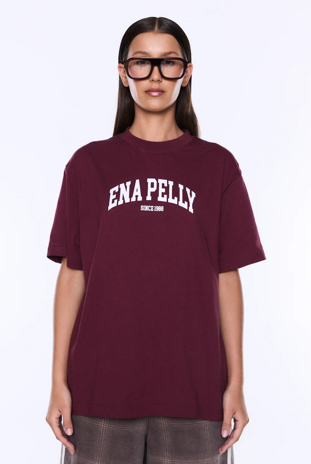 Ena Pelly - Ivy Relaxed Tee (Burgundy) Ena Pelly