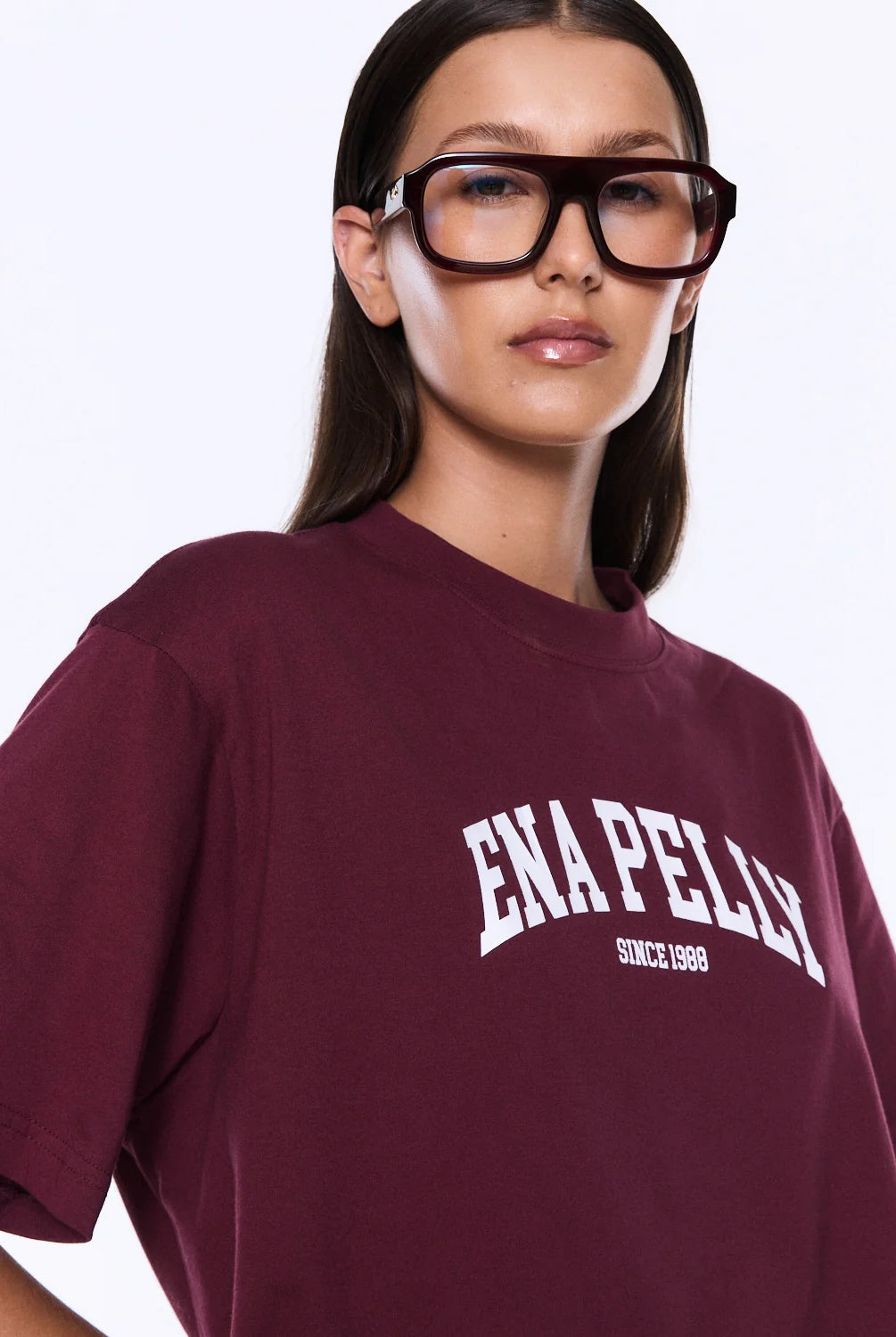 Ena Pelly - Ivy Relaxed Tee (Burgundy) Ena Pelly