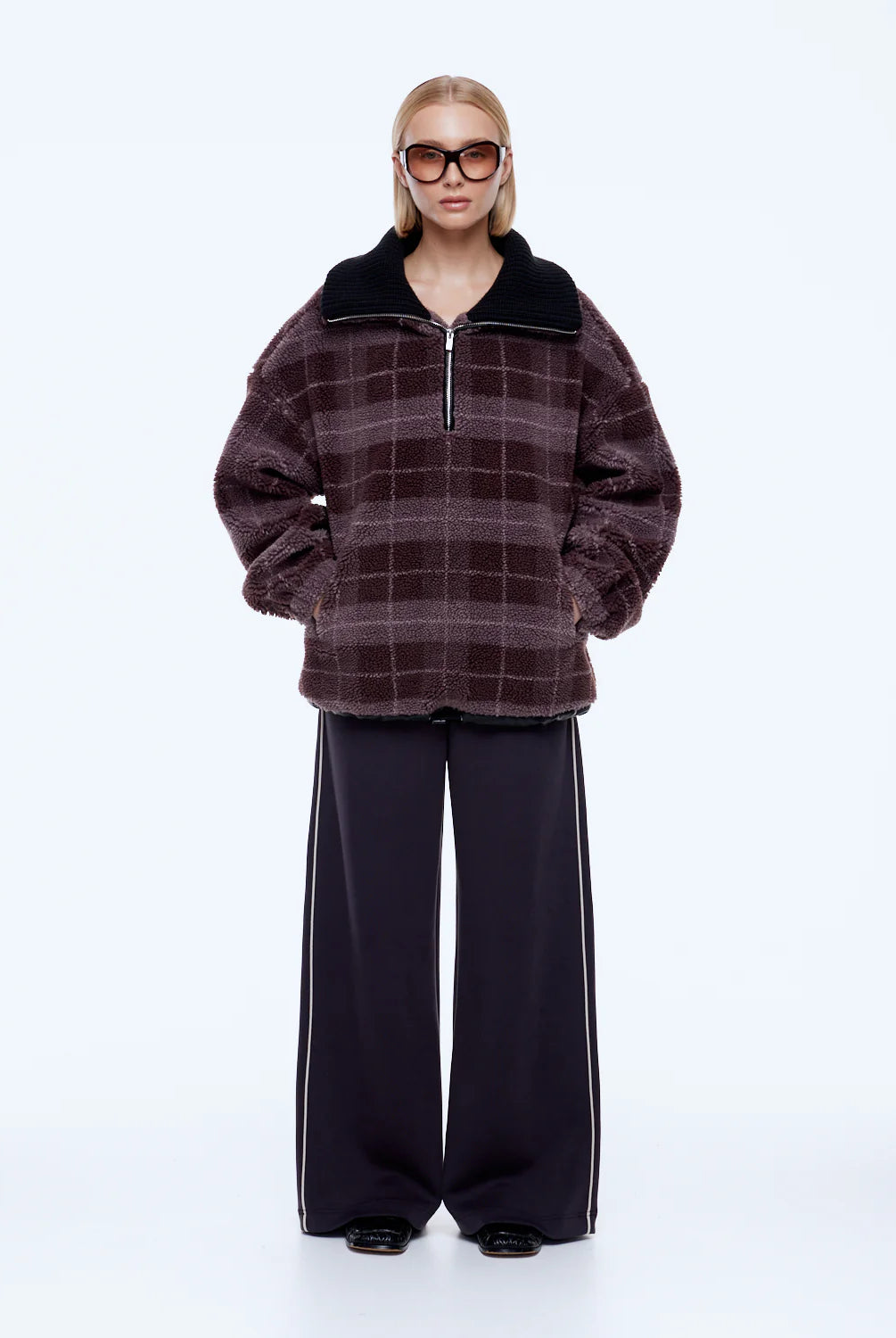 Ena Pelly - Winnie 1/4 Zip (Burgundy Check) Ena Pelly