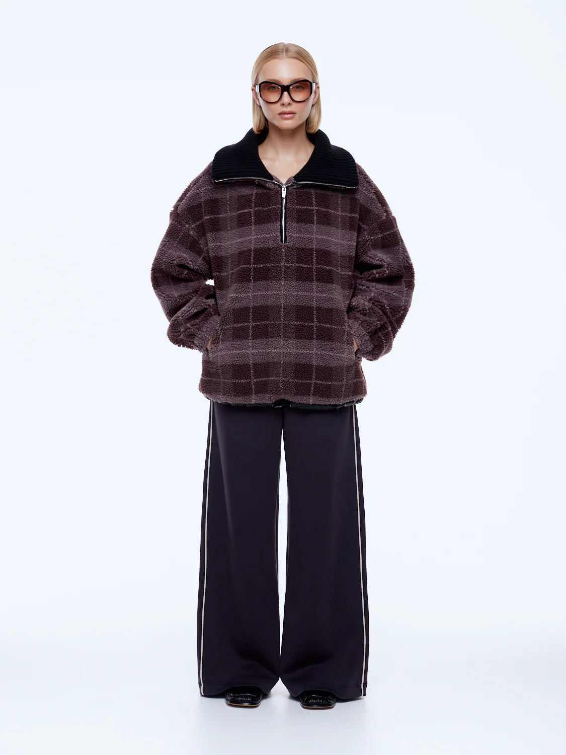 Ena Pelly - Winnie 1/4 Zip (Burgundy Check) Ena Pelly