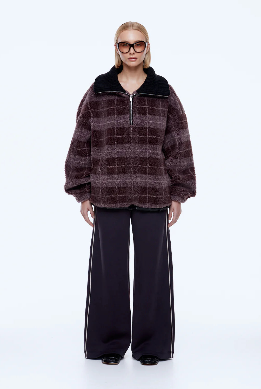 Ena Pelly - Winnie 1/4 Zip (Burgundy Check) Ena Pelly