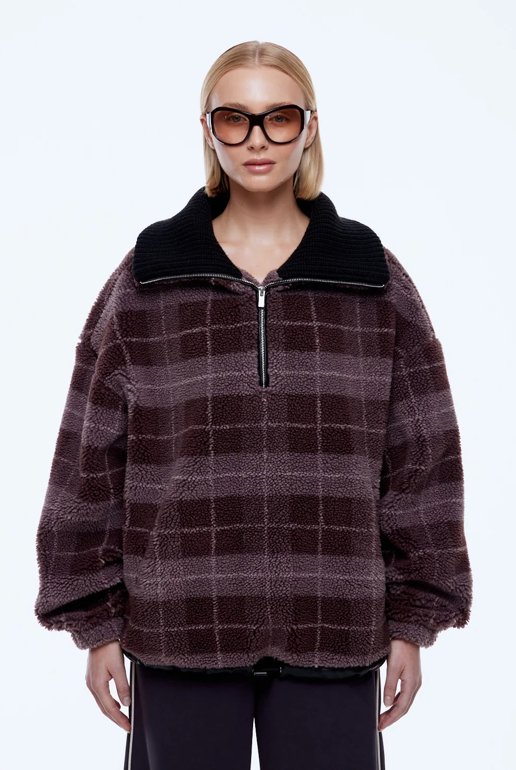 Ena Pelly - Winnie 1/4 Zip (Burgundy Check) Ena Pelly