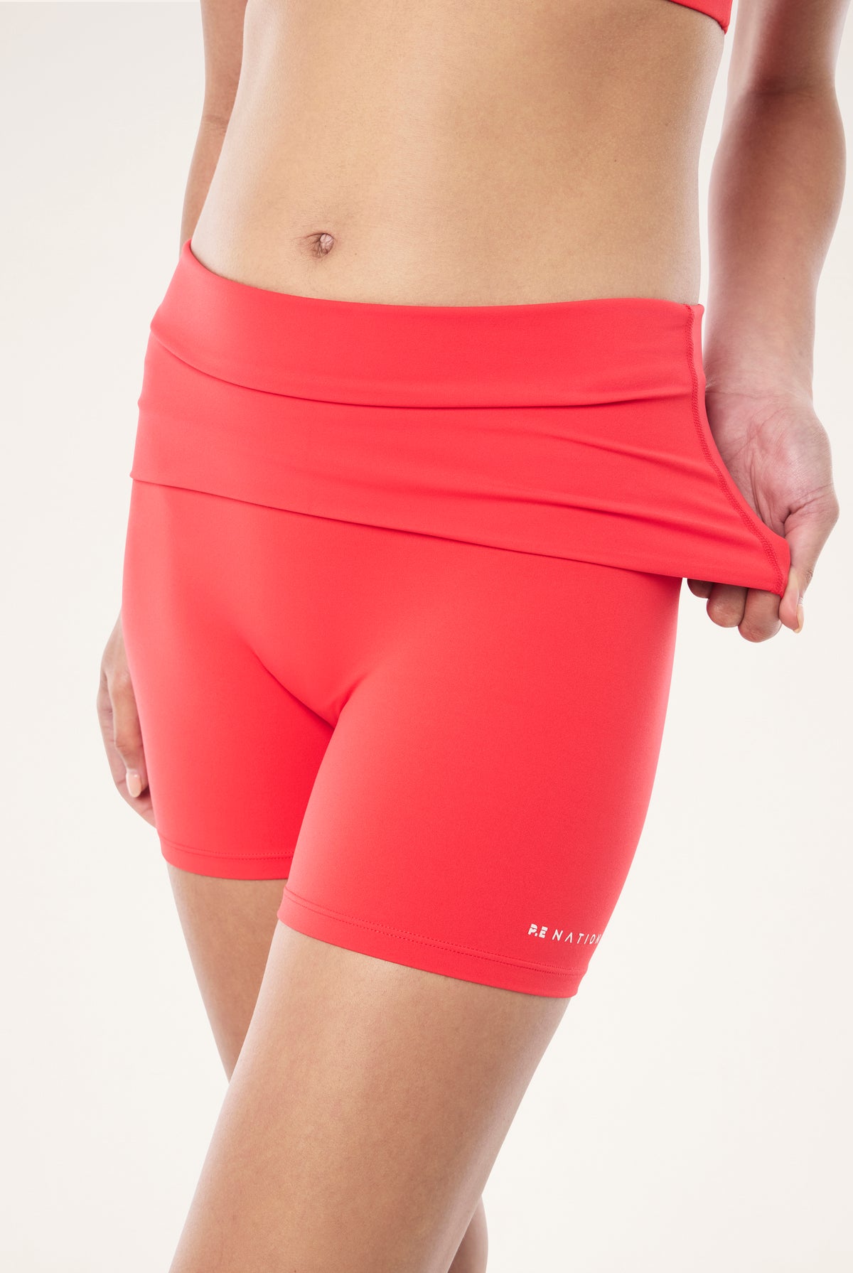 P.E Nation - Fold Over 5 Inch bike Shorts (Strawberry) P.E Nation