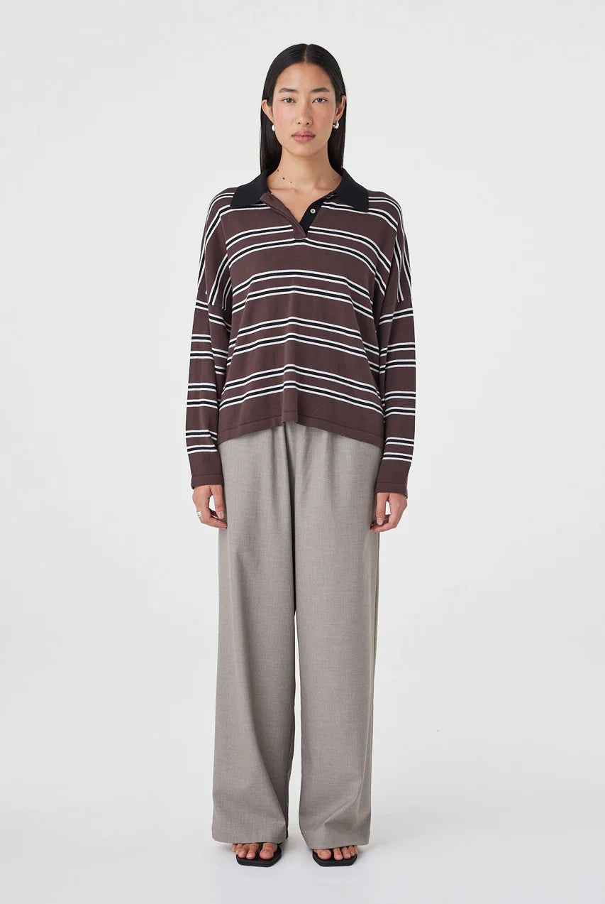 Arcaa - Rayne Knit Jersey (Espresso, Black & Cream Stripe) Arcaa