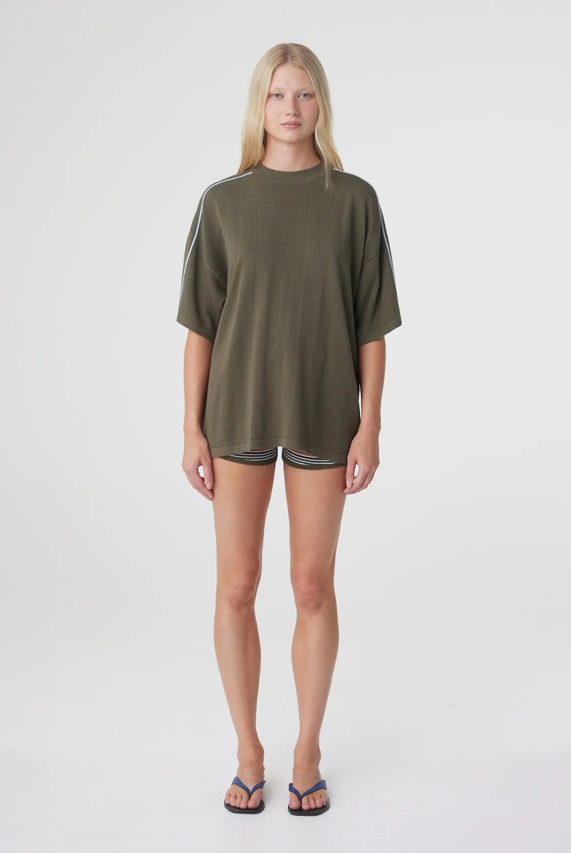 Arcaa - Pippa Oversized Tee (Smokey Olive & Dusk Blue) Arcaa