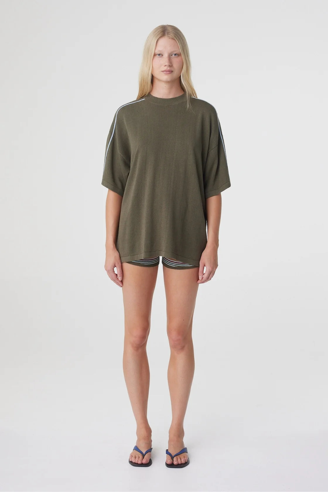 Arcaa - Pippa Oversized Tee (Smokey Olive & Dusk Blue) Arcaa