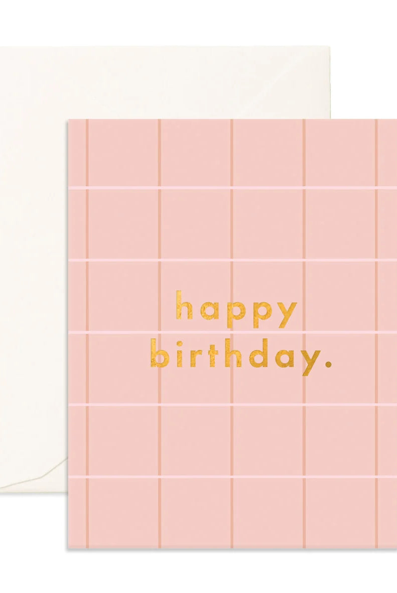 Fox & Fallow - Birthday Blush Plaid Greeting Card Fox & Fallow