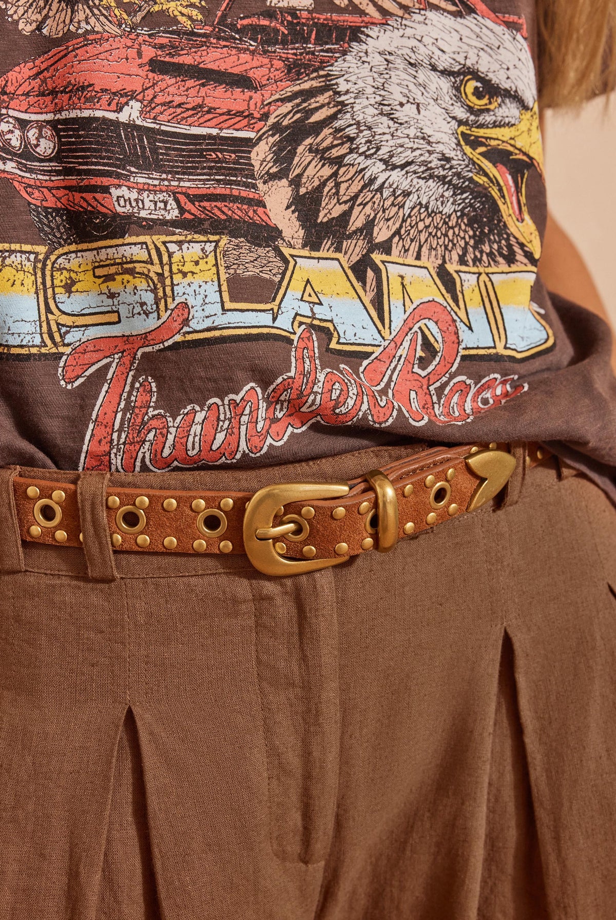 Spell - Tempest Studded Suede Belt (Tan) Spell