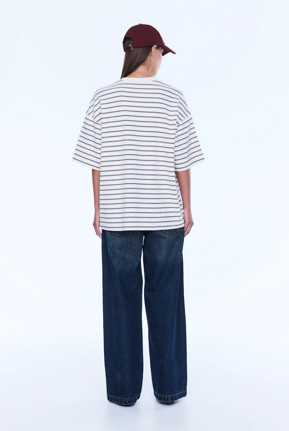 Ena Pelly - Maeve Relaxed Tee (Burgundy Stripe) Ena Pelly