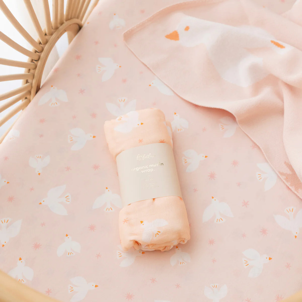 Fox & Fallow - Organic Muslin Wrap (Pink Doves) Fox & Fallow