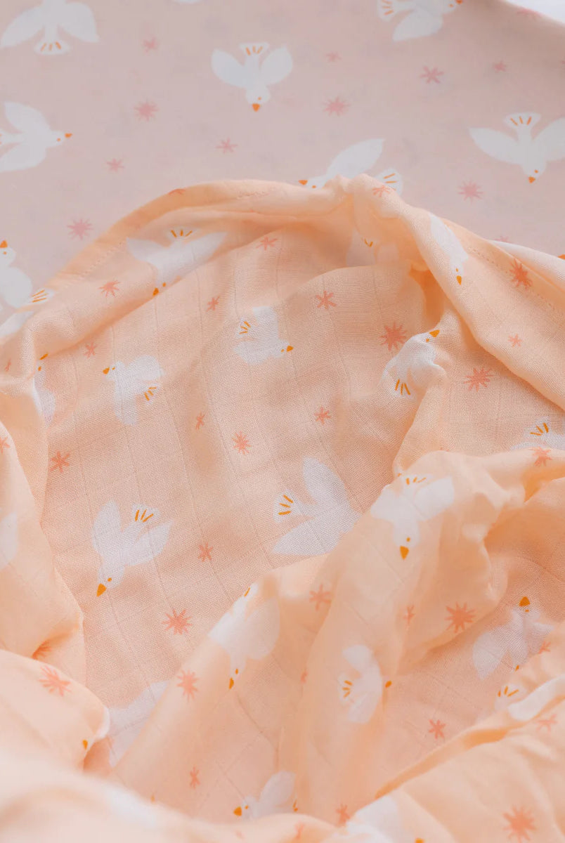 Fox & Fallow - Organic Muslin Wrap (Pink Doves) Fox & Fallow