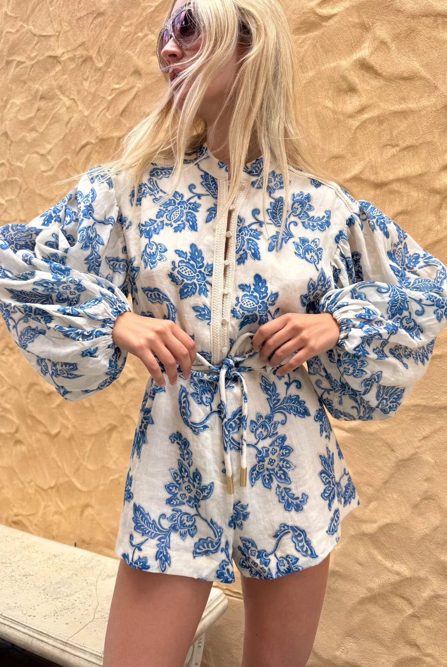 Kivari - Bluebell Playsuit (Blue Ecru) Kivari