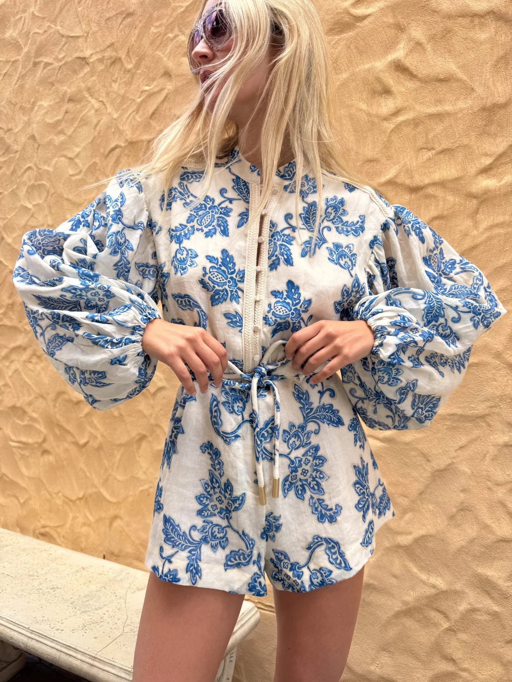 Kivari - Bluebell Playsuit (Blue Ecru) Kivari