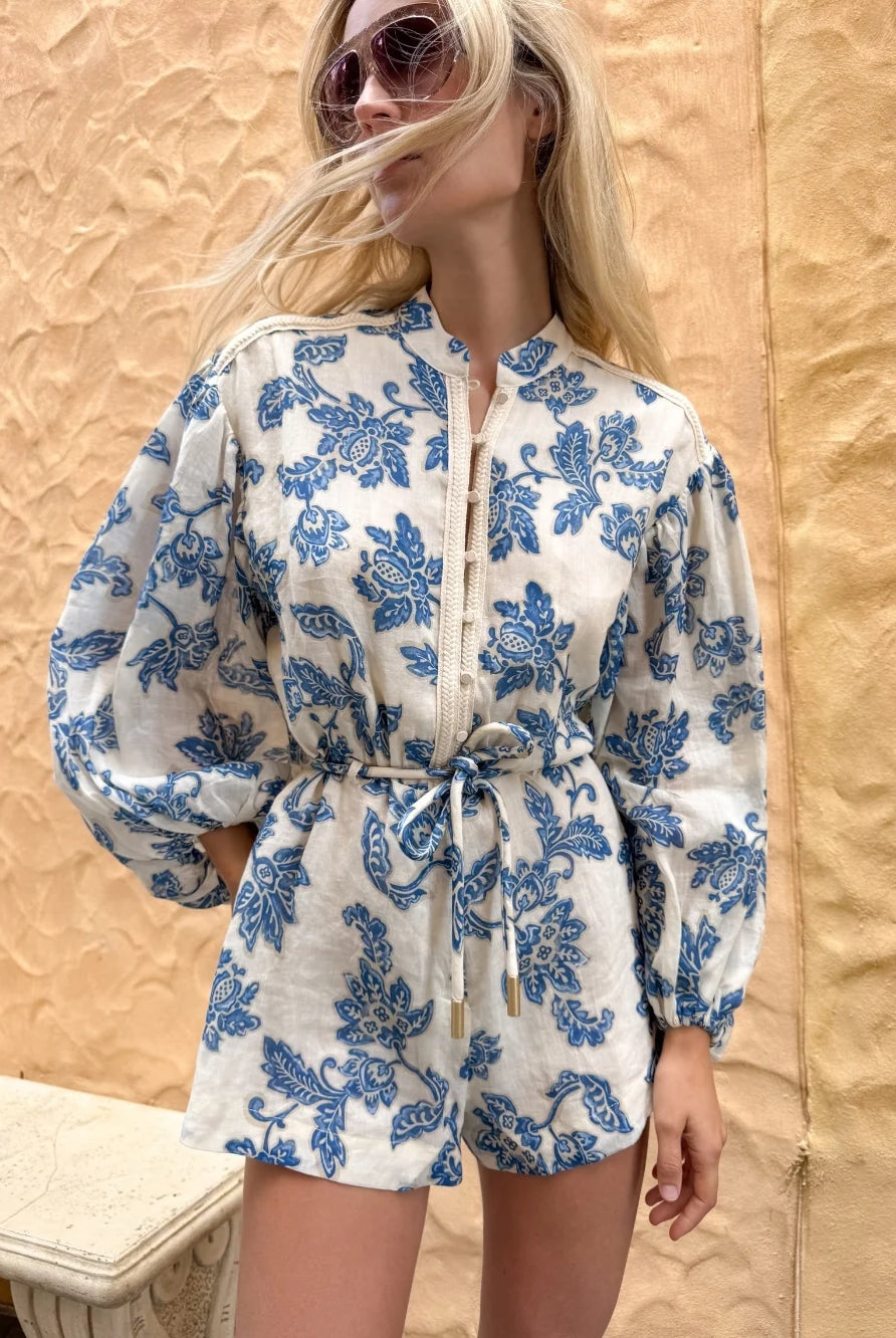 Kivari - Bluebell Playsuit (Blue Ecru) Kivari