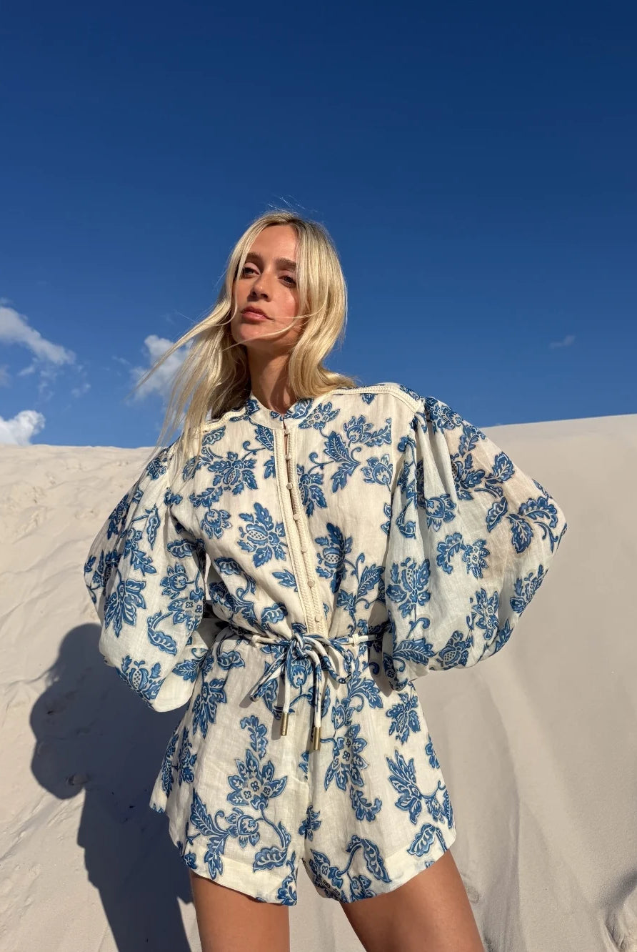 Kivari - Bluebell Playsuit (Blue Ecru) Kivari