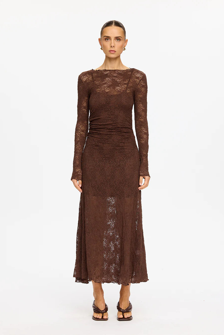 Kivari - Marie Lace Maxi Dress (Chocolate) Kivari