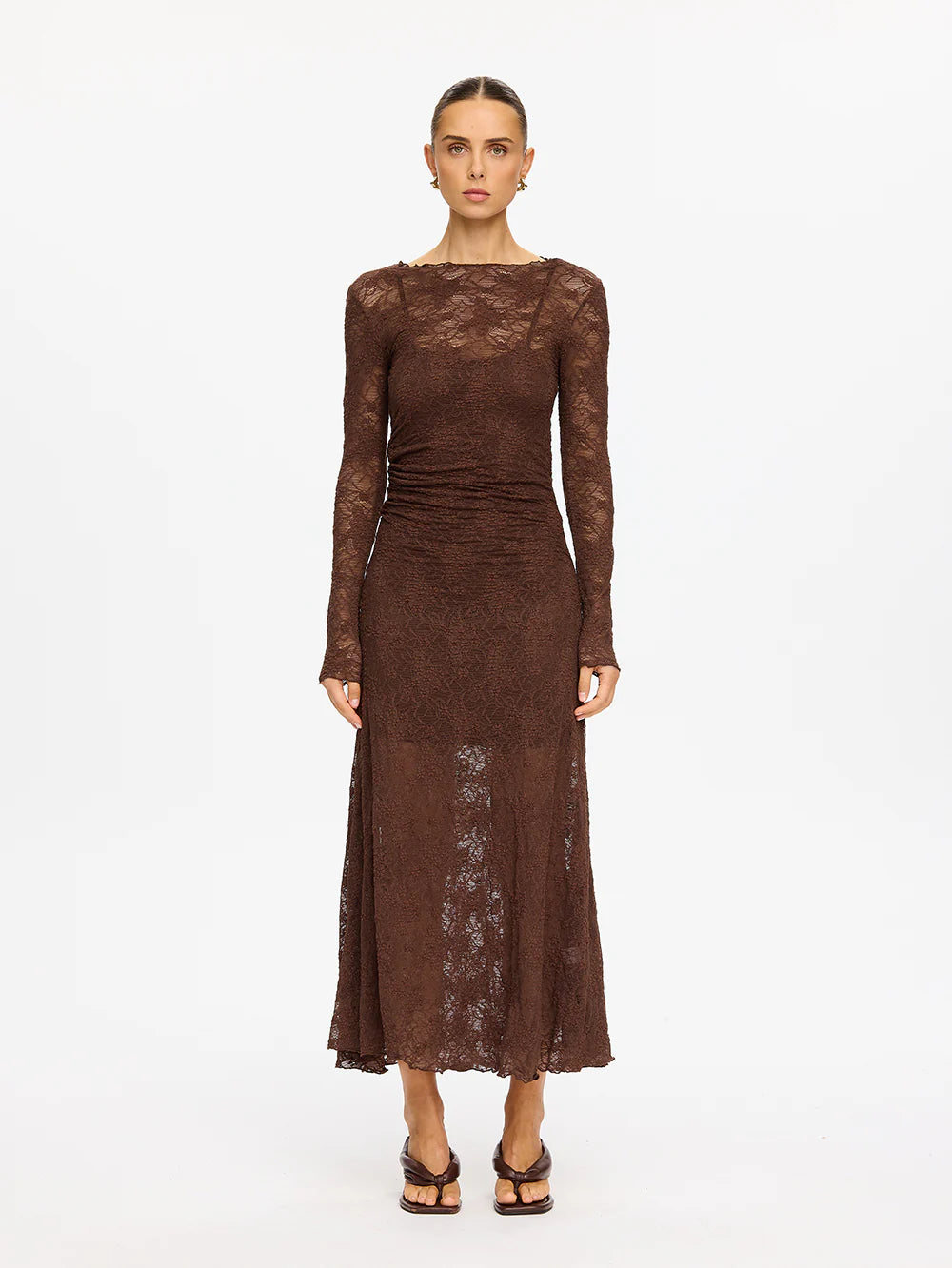 Kivari - Marie Lace Maxi Dress (Chocolate) Kivari