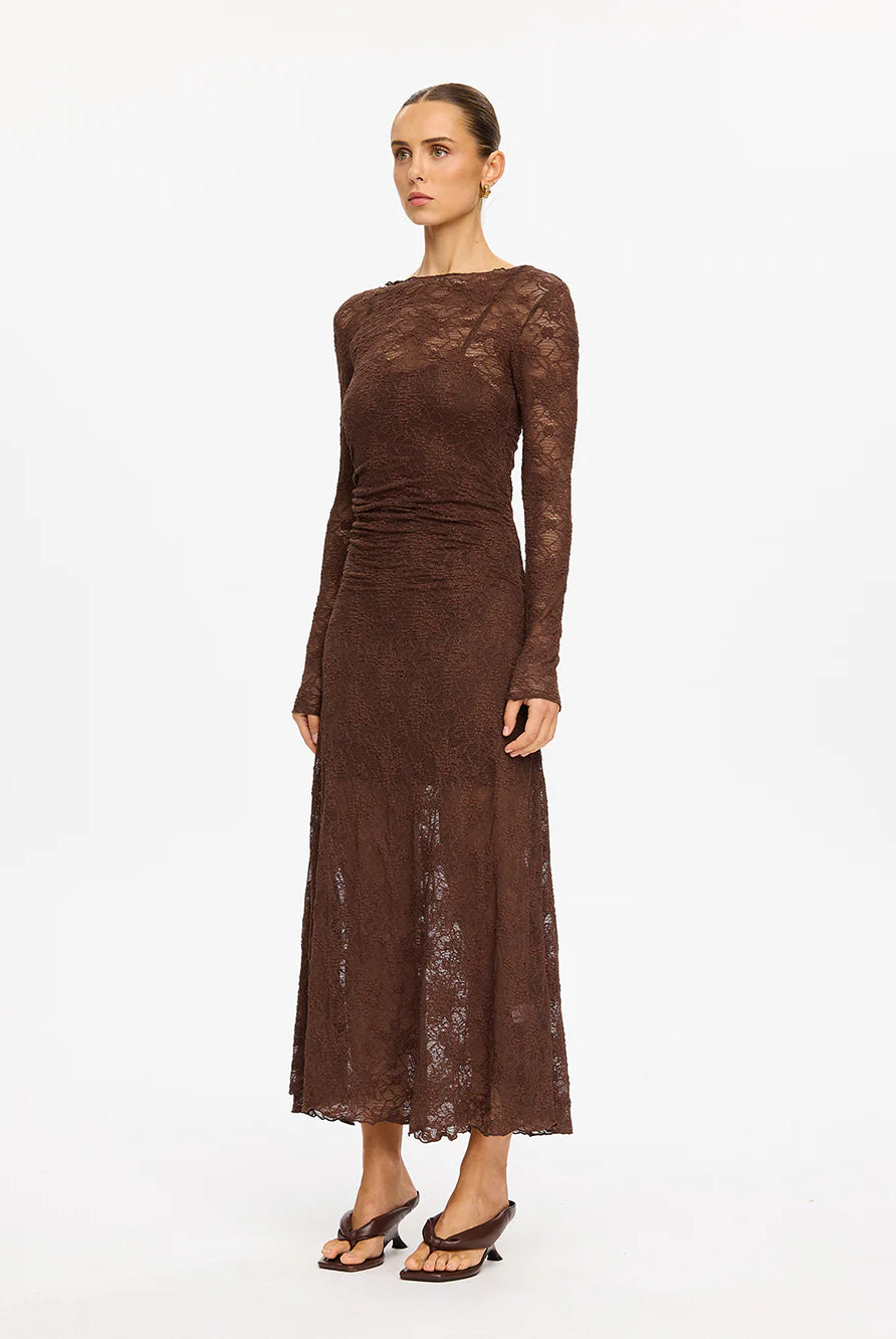Kivari - Marie Lace Maxi Dress (Chocolate) Kivari