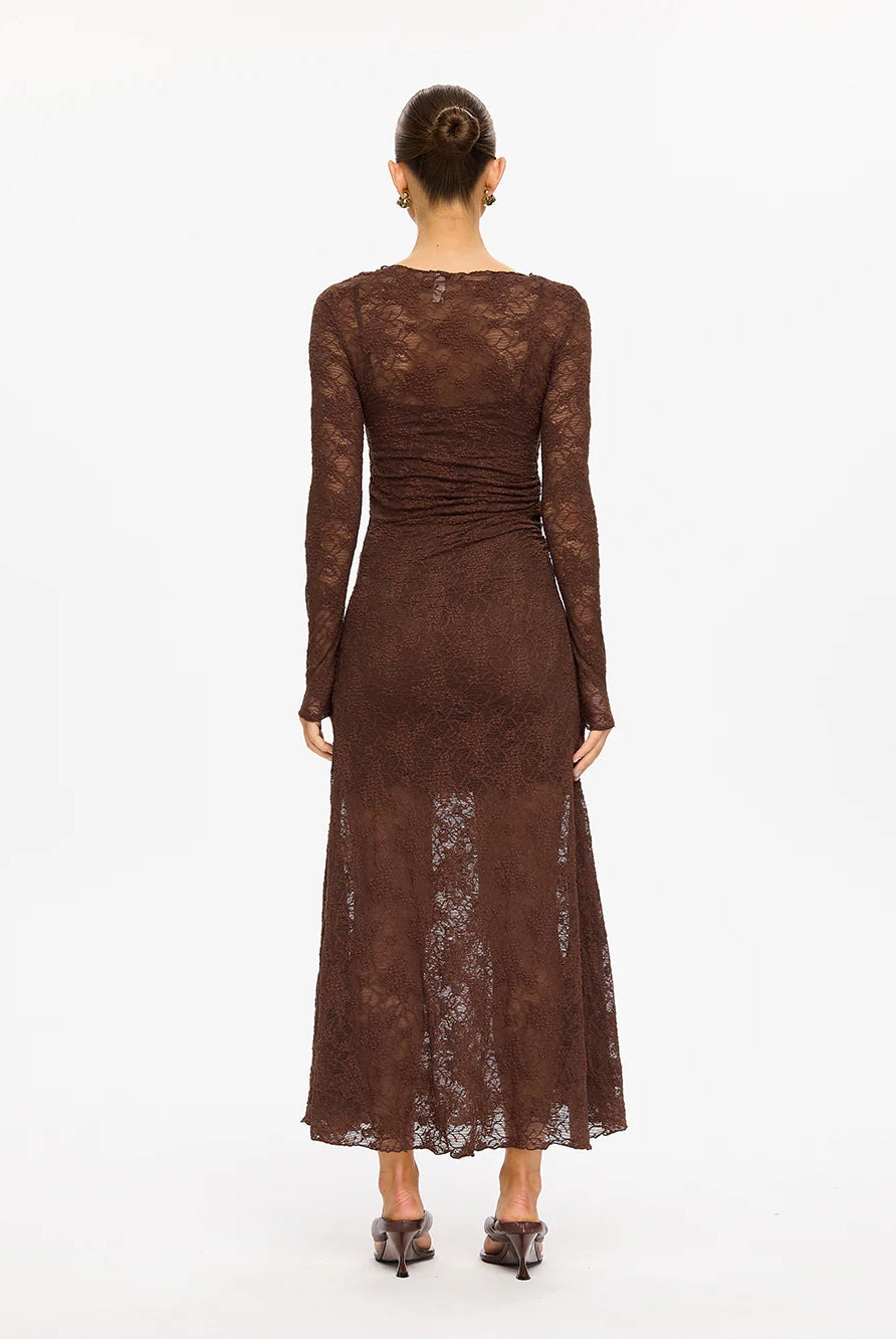 Kivari - Marie Lace Maxi Dress (Chocolate) Kivari