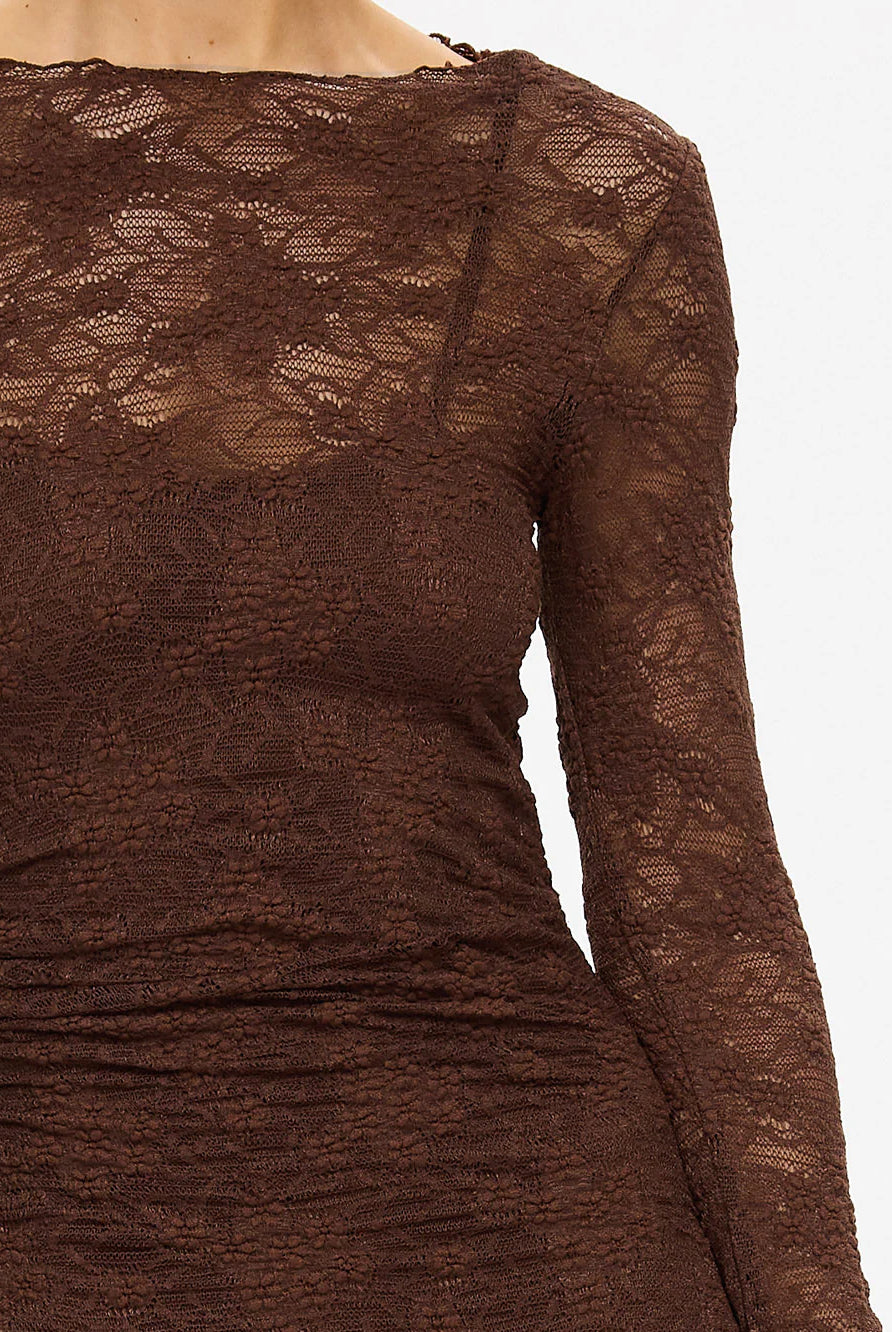 Kivari - Marie Lace Maxi Dress (Chocolate) Kivari