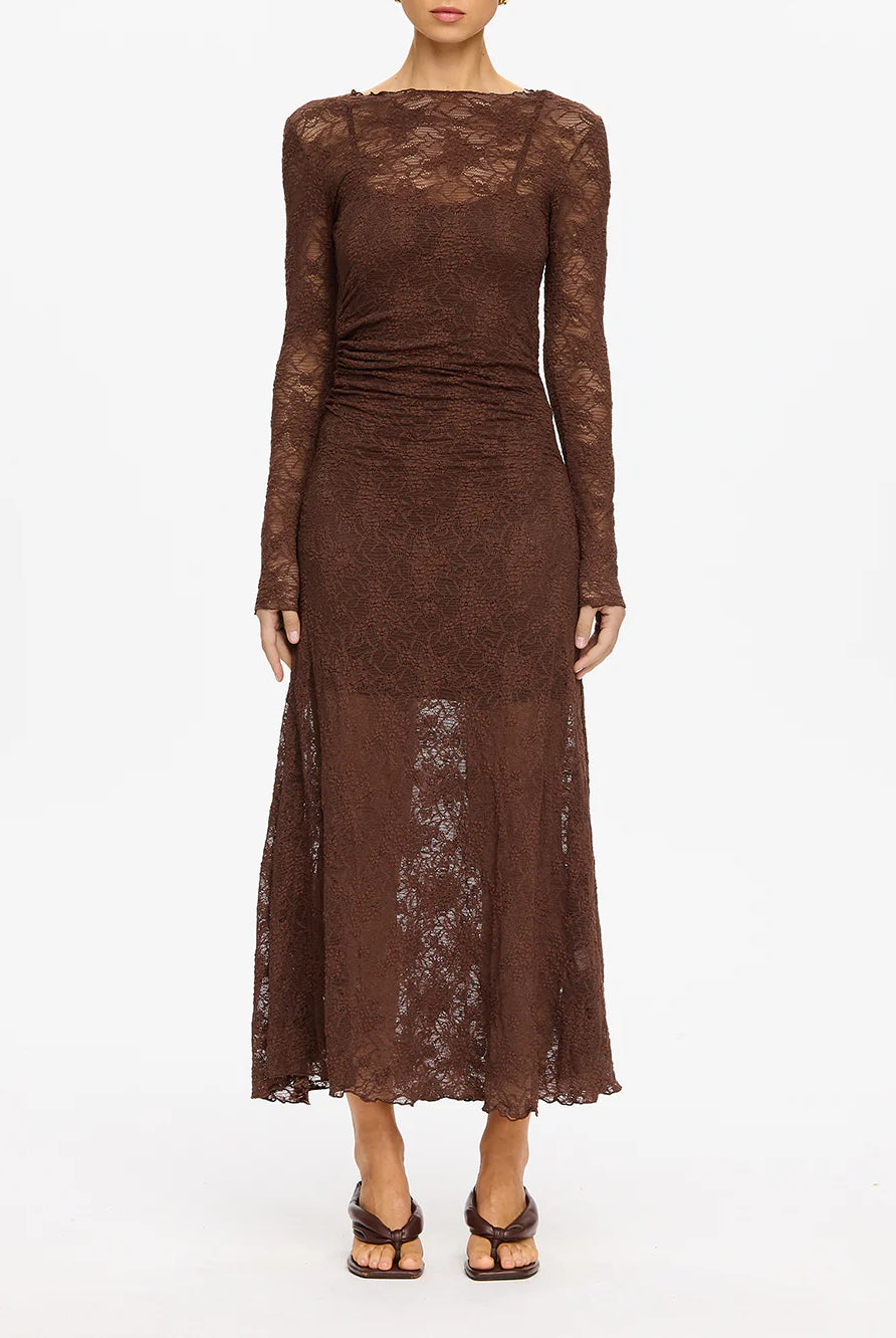 Kivari - Marie Lace Maxi Dress (Chocolate) Kivari
