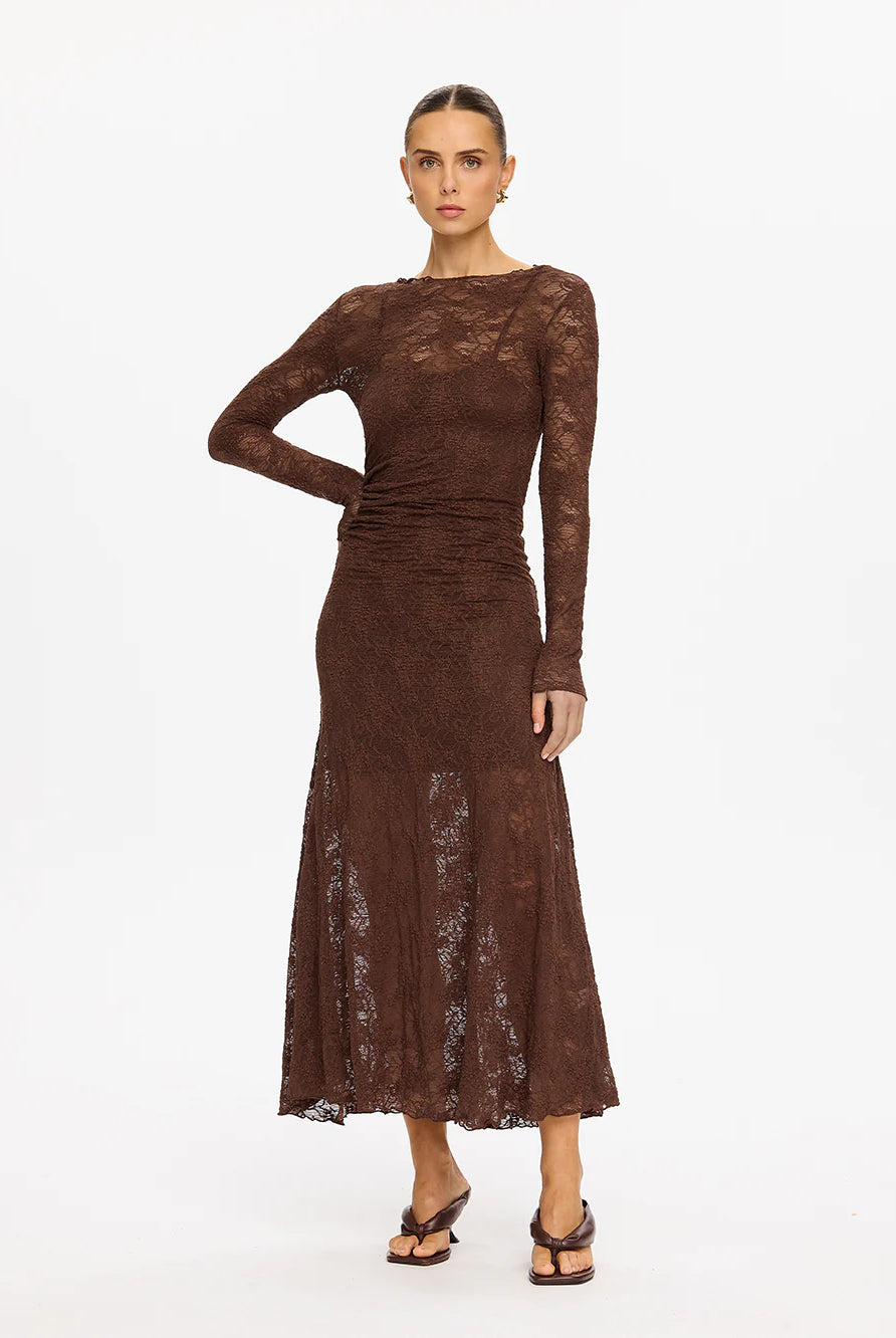 Kivari - Marie Lace Maxi Dress (Chocolate) Kivari