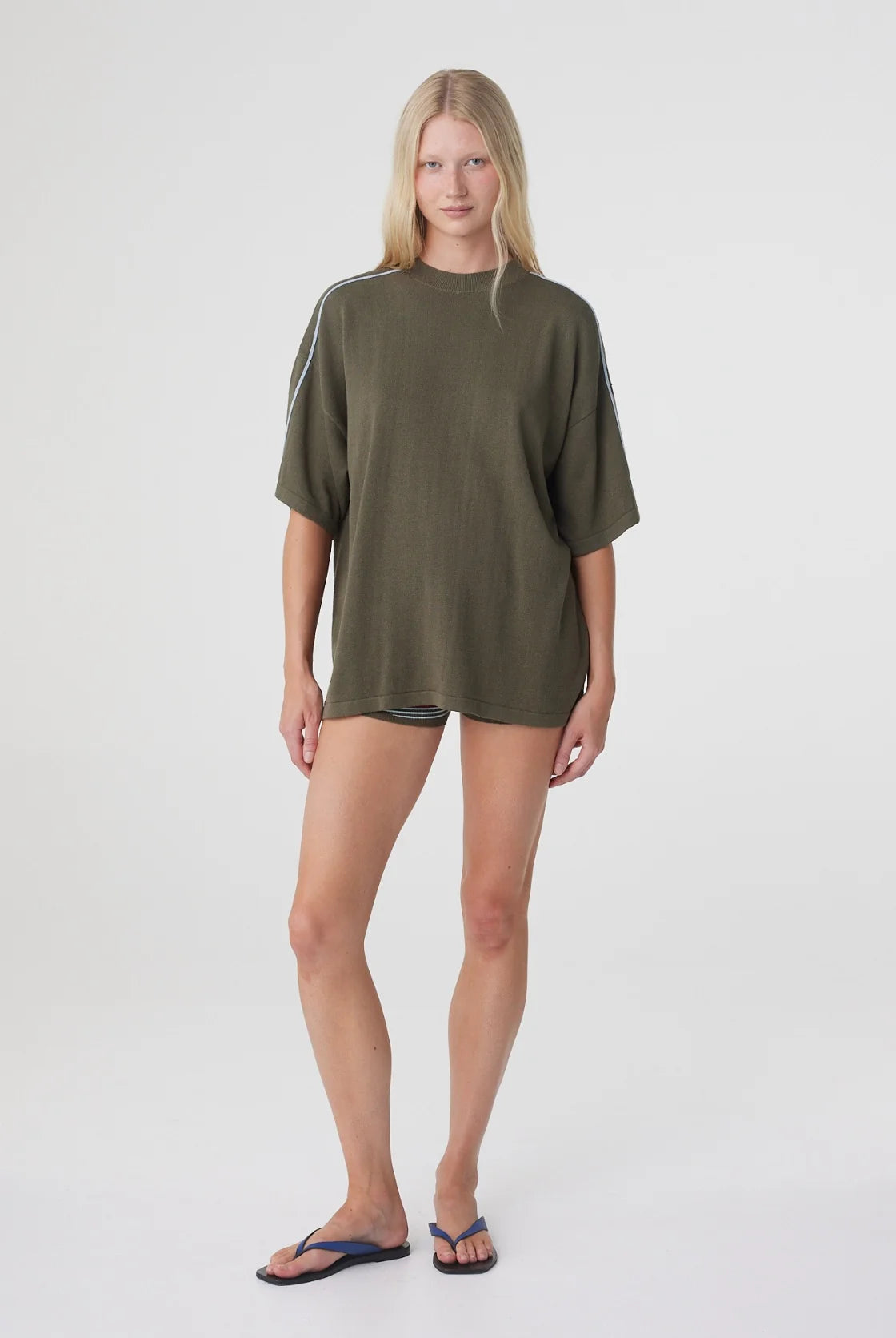Arcaa - Pippa Oversized Tee (Smokey Olive & Dusk Blue) Arcaa