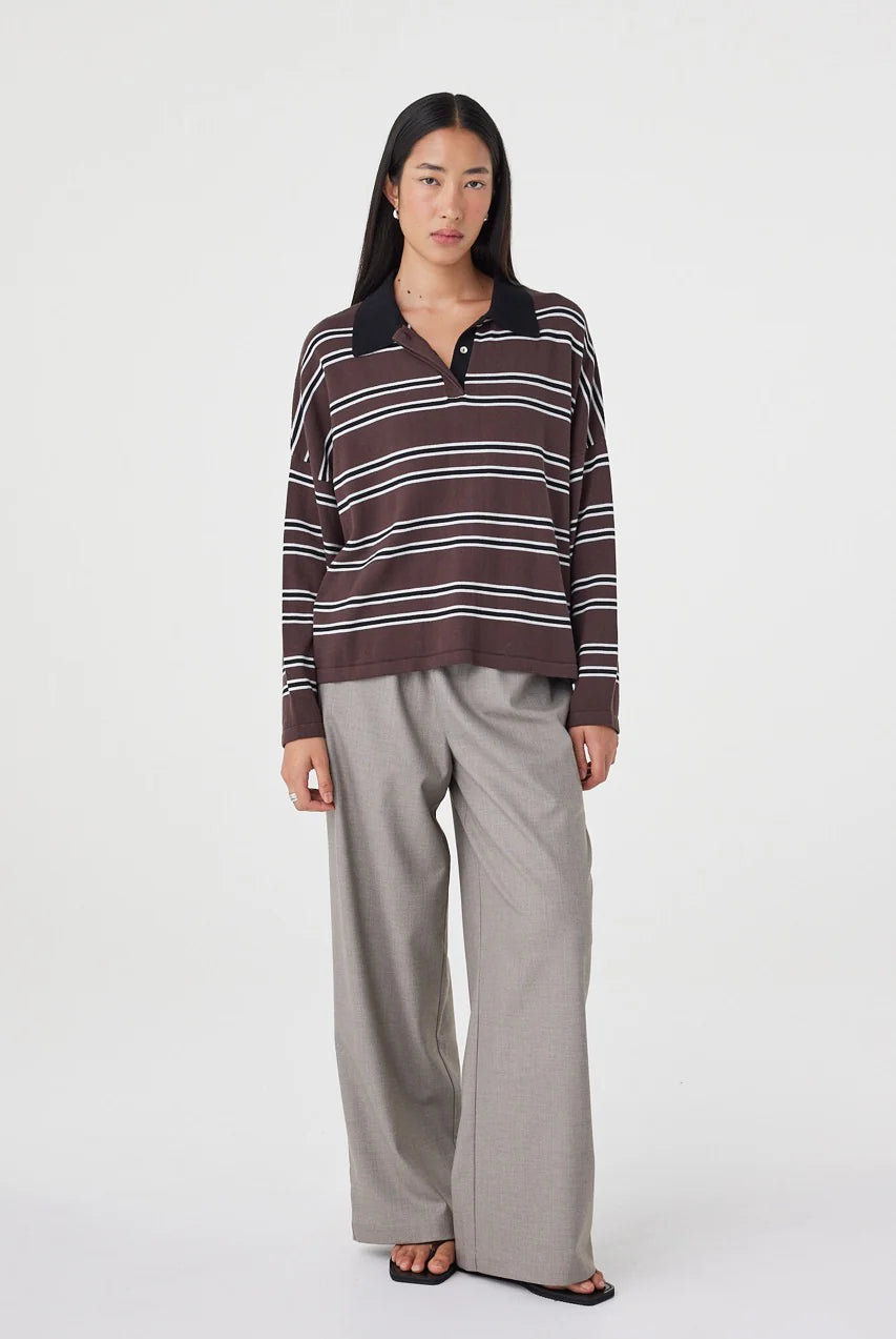 Arcaa - Rayne Knit Jersey (Espresso, Black & Cream Stripe) Arcaa