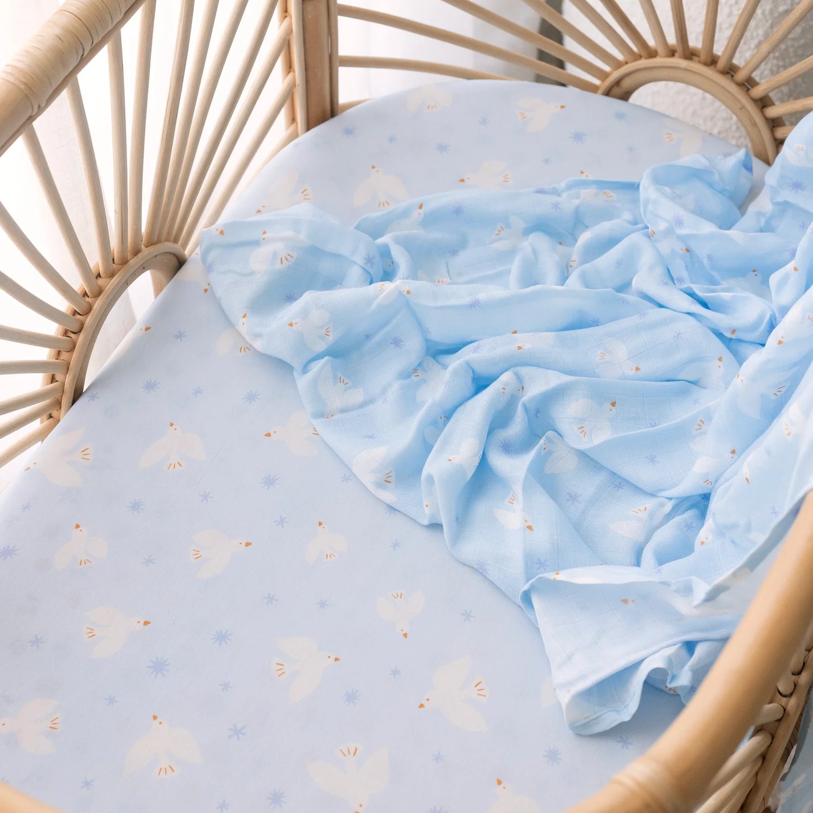 Fox & Fallow - Organic Muslin Wrap (Pink Doves) Fox & Fallow