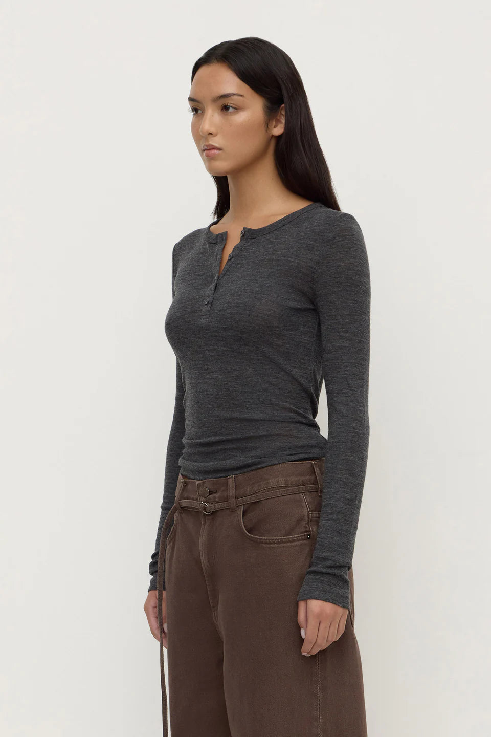 Assembly Label - Nora Merino Wool Henley (Charcoal Marle) Assembly Label