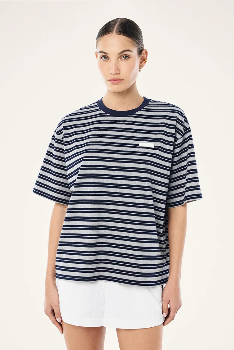 P.E Nation - Oversized Spark Tee (Dark Navy Stripe) P.E Nation