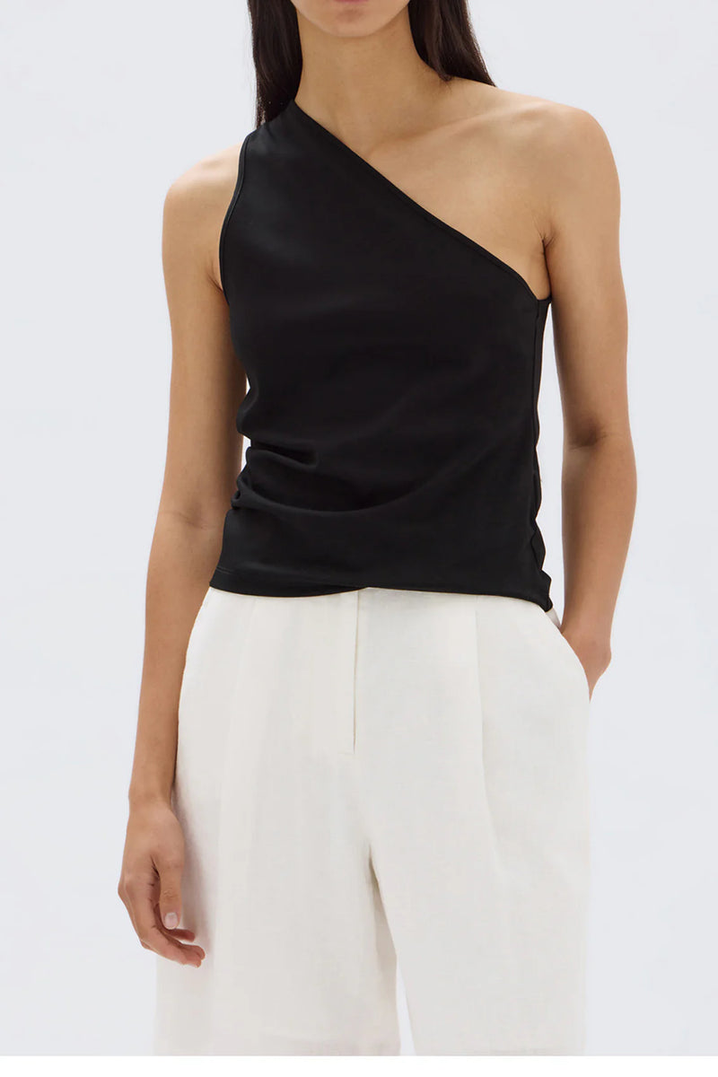 Assembly Label - Orchid Jersey One Shoulder Top (Black) – Dear
