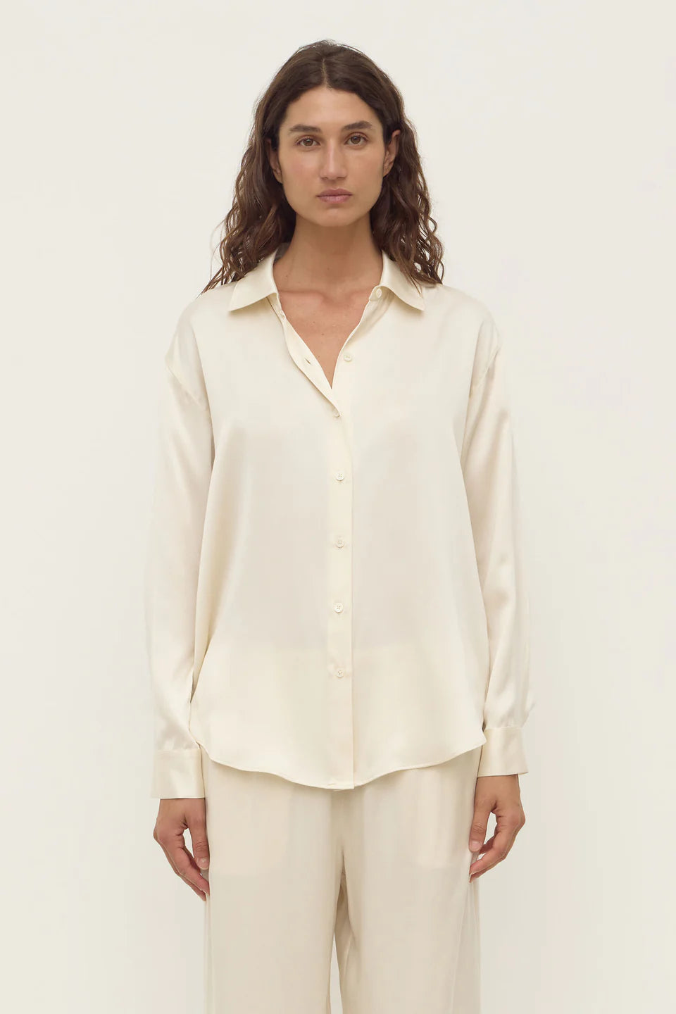 Assembly Label - Pippa Silk Long Sleeve Shirt (Cream) Assembly Label