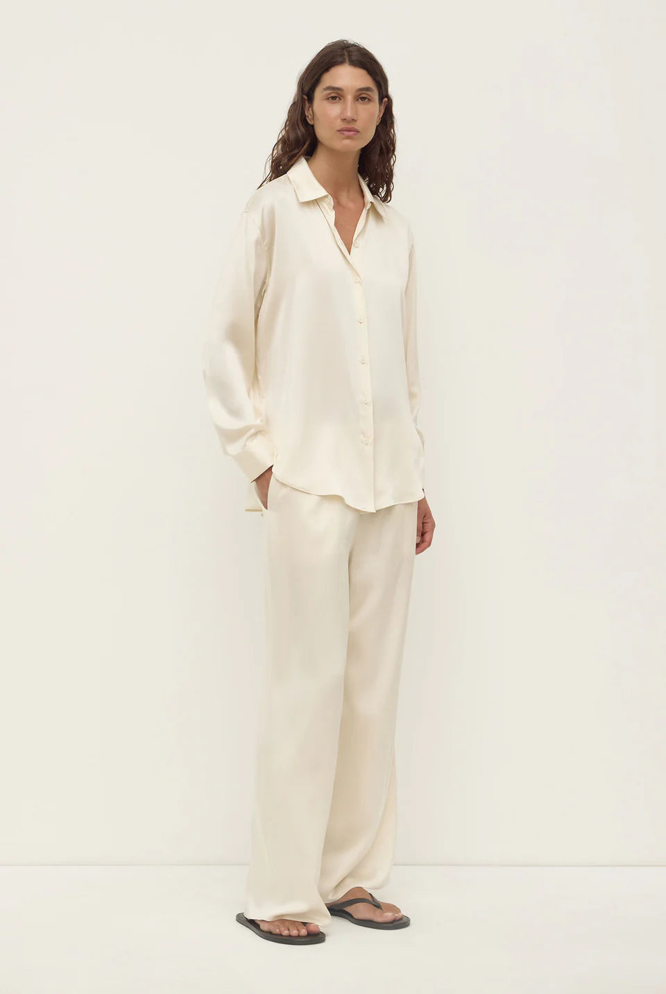 Assembly Label - Pippa Silk Long Sleeve Shirt (Cream) Assembly Label