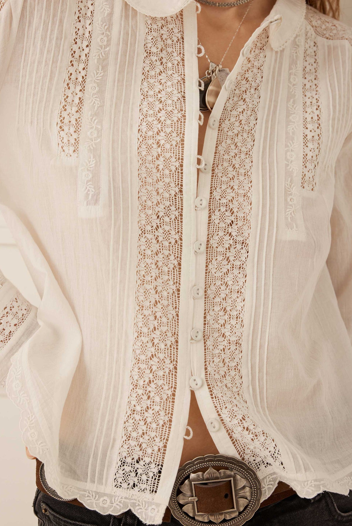 Spell - Prairie Long Sleeve Blouse (Antique White) Spell