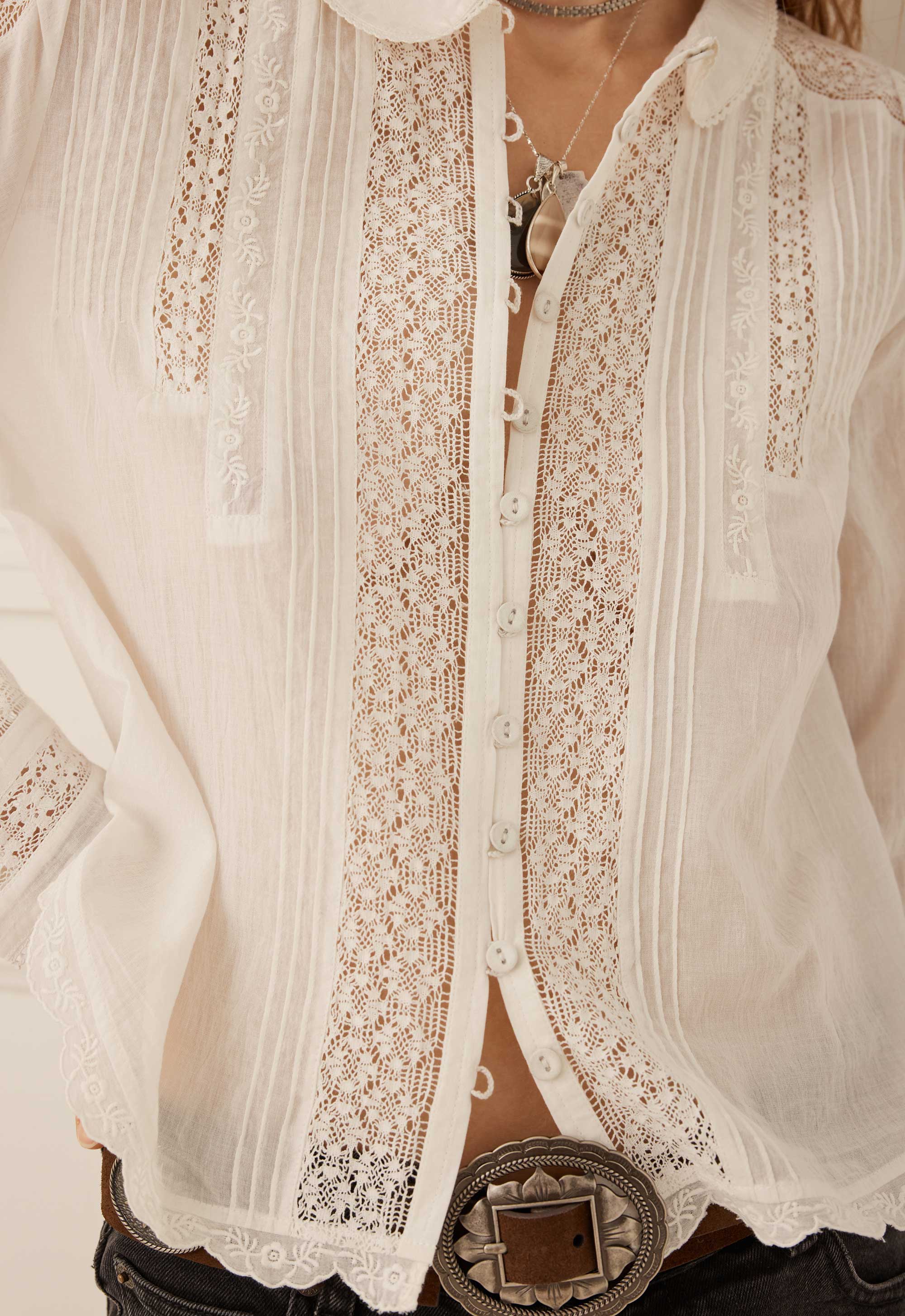 Spell - Prairie Long Sleeve Blouse (Antique White) Spell
