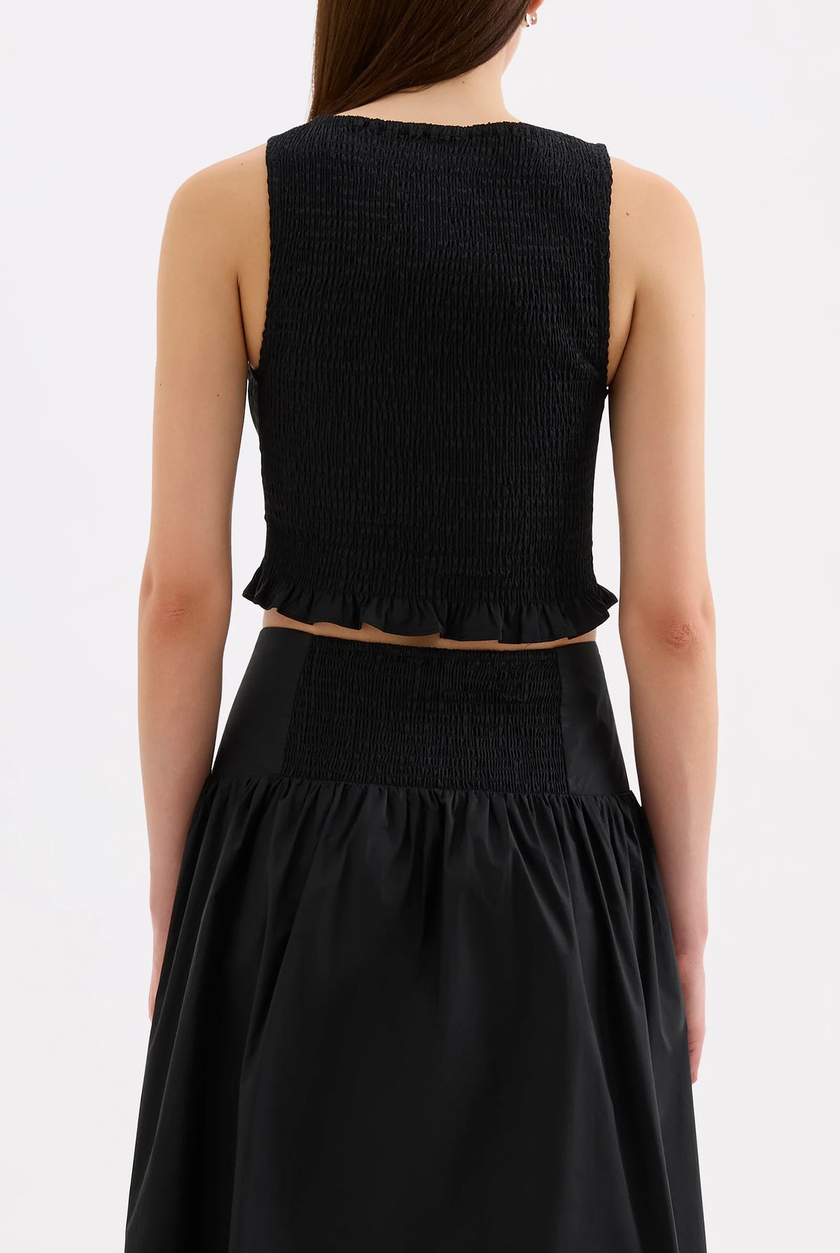 Nude Lucy - Greta Shirred Poplin Top (Black) Nude Lucy