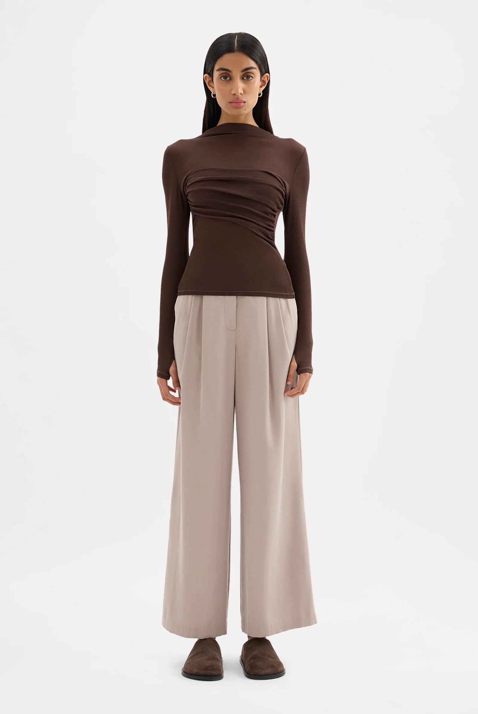Nude Lucy - Aster LS Mesh Top (Chocolate) Nude Lucy