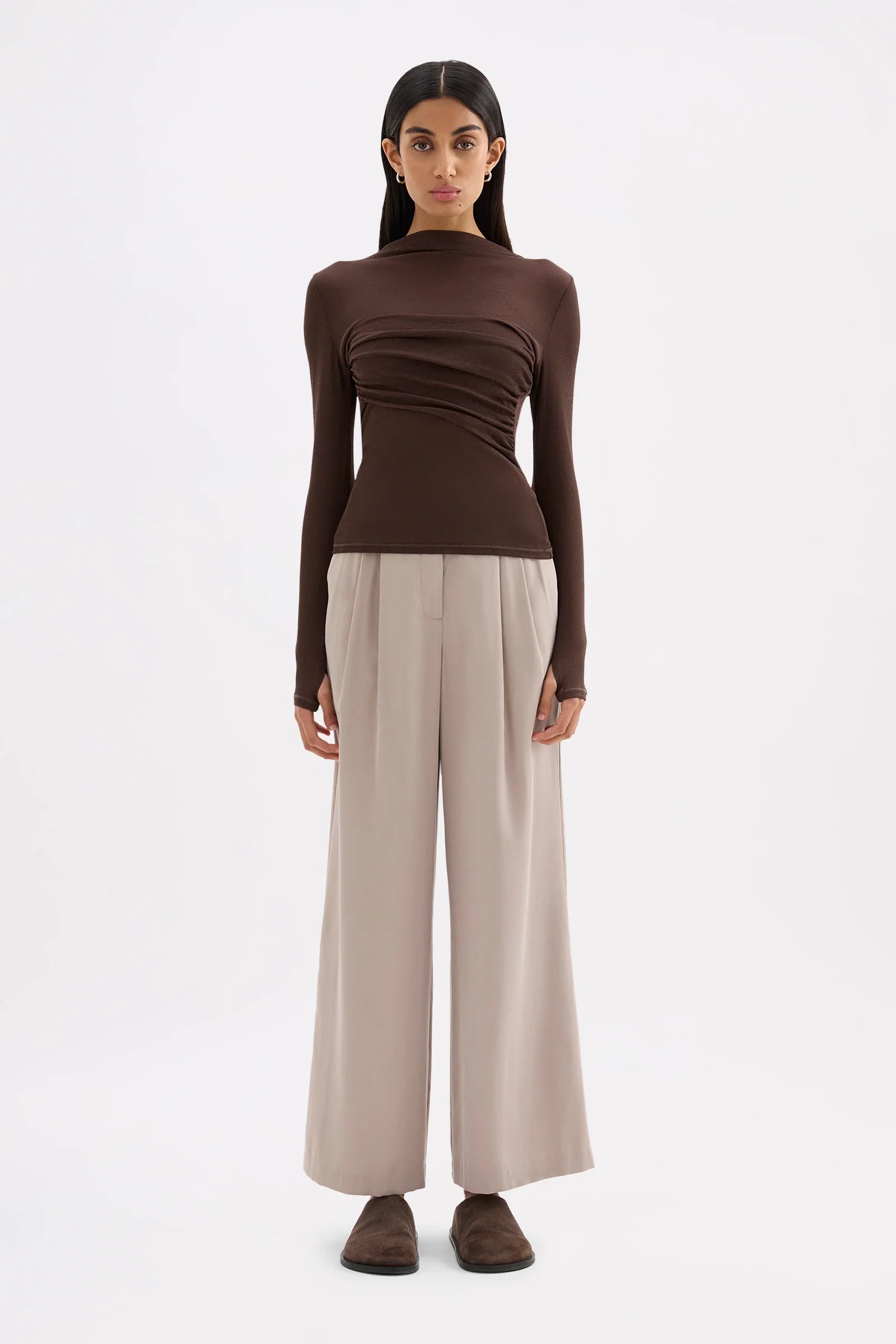 Nude Lucy - Aster LS Mesh Top (Chocolate) Nude Lucy