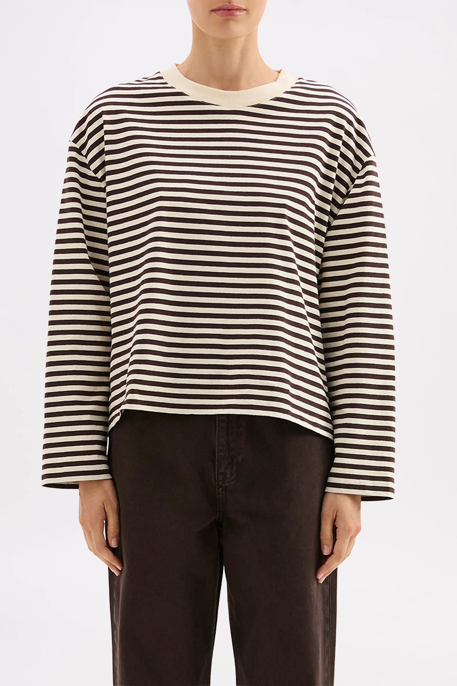 Nude Lucy - Organic Stripe LS Tee (Espresso Stripe) Nude Lucy
