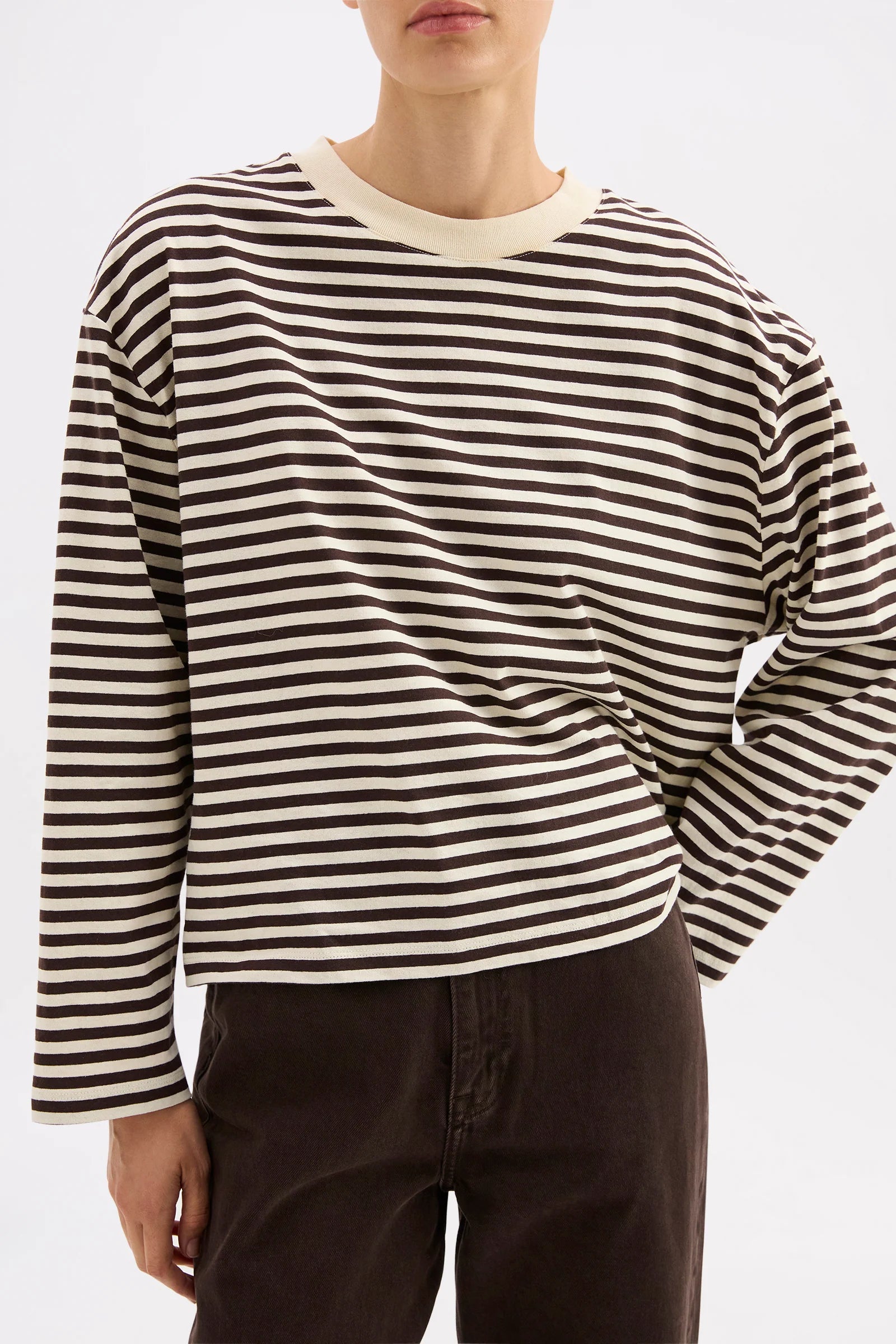 Nude Lucy - Organic Stripe LS Tee (Espresso Stripe) Nude Lucy