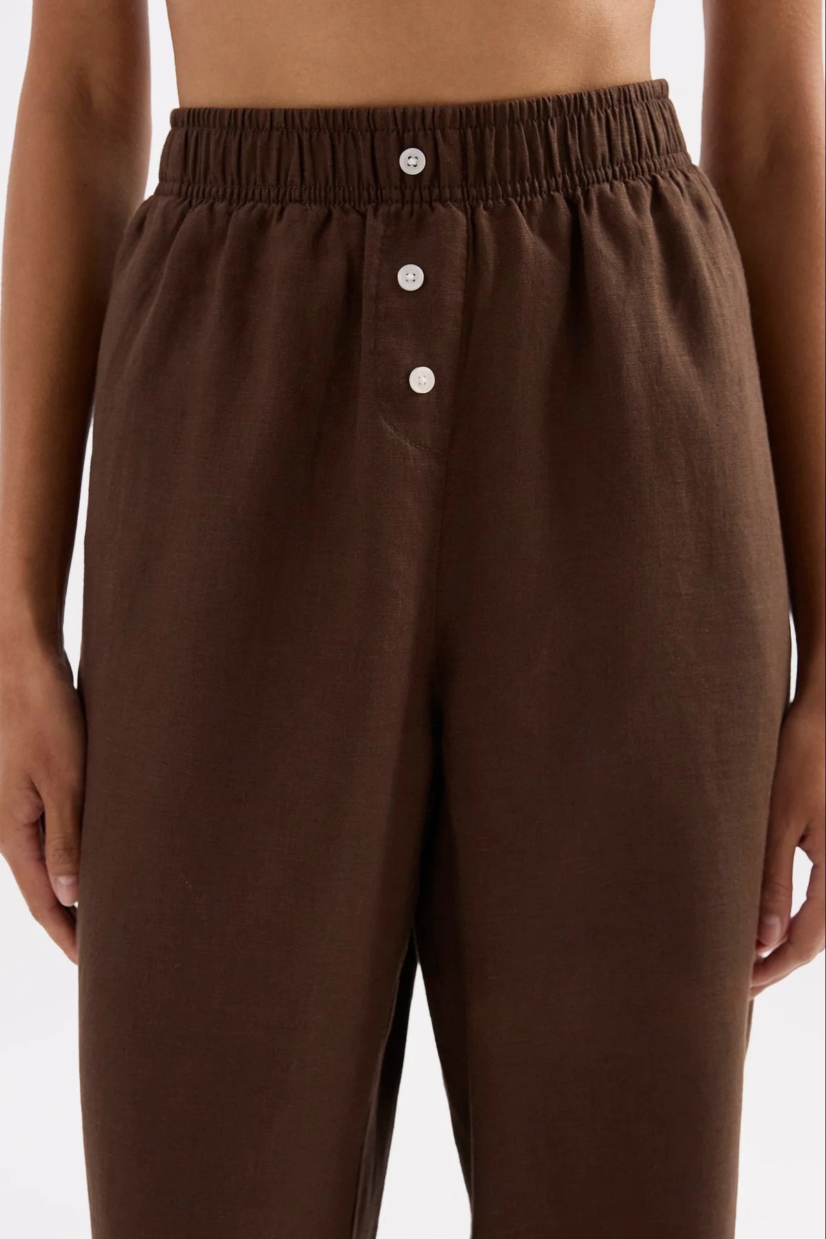 Nude Lucy - Lounge Linen Crop Pant (Chocolate) Nude Lucy