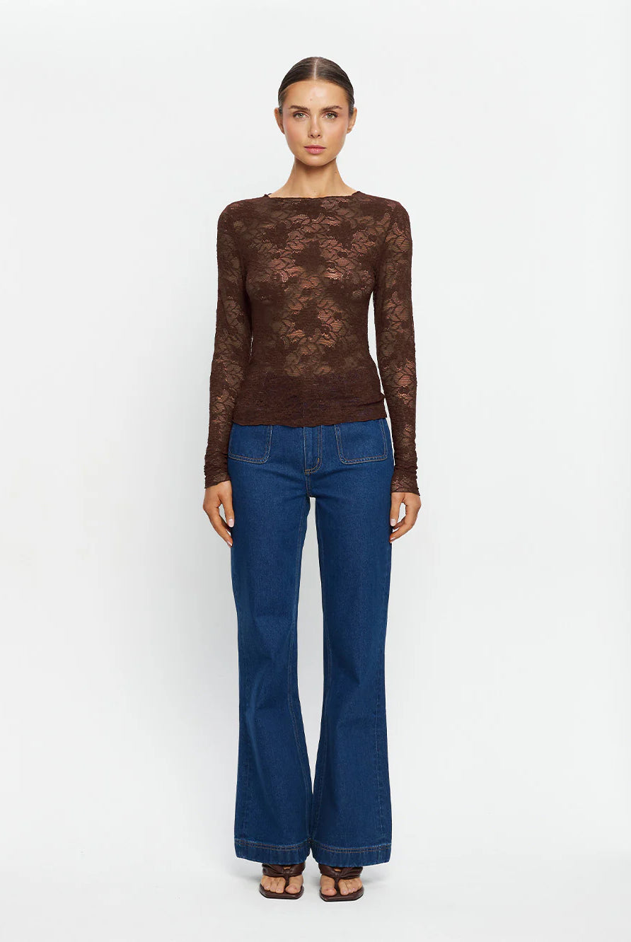 Kivari - Victoria Lace Top (Chocolate) Kivari