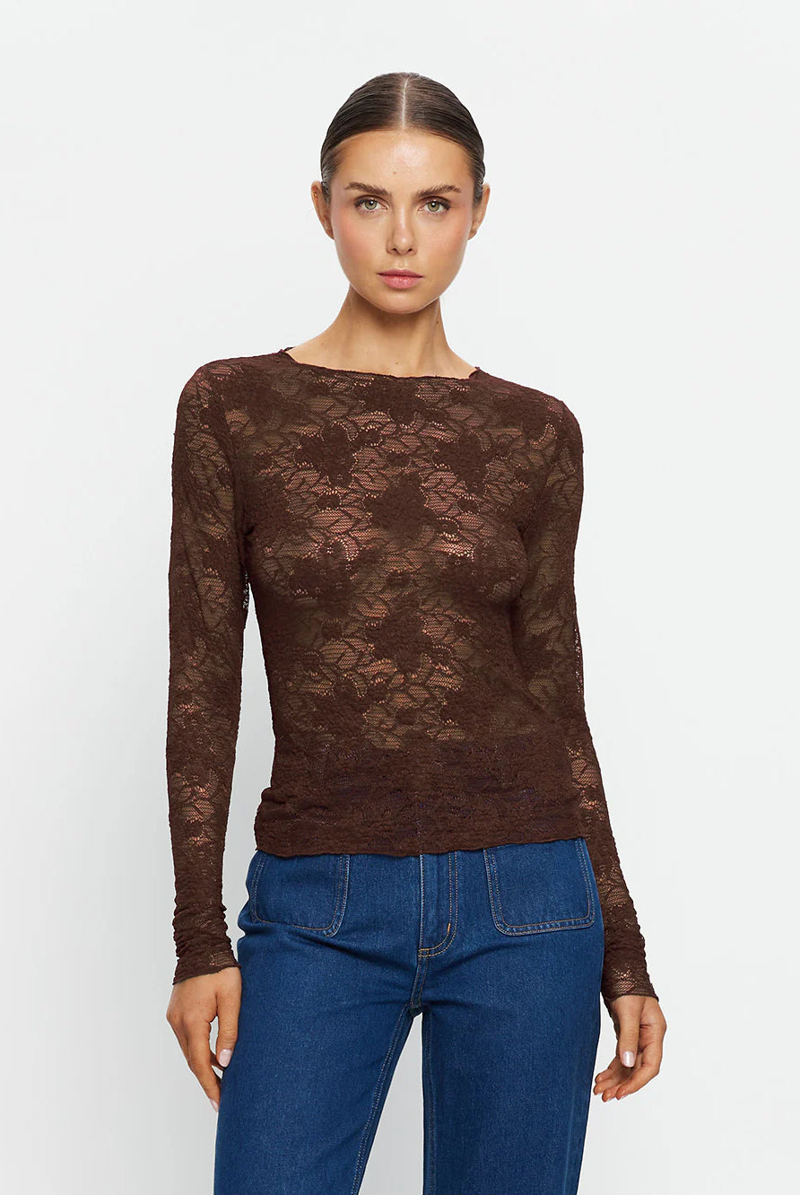 Kivari - Victoria Lace Top (Chocolate) Kivari