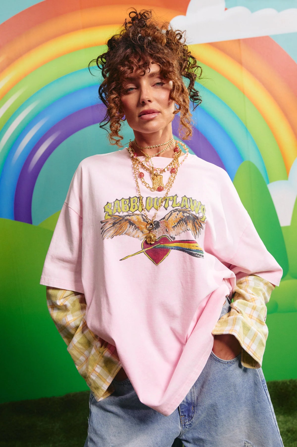 Sabbi - The Sabbi Outlaw Tee (Pink/Green) Sabbi