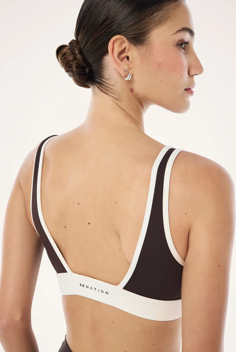 P.E Nation - Vibe Sports Bra (Coffee/Whisper White) P.E Nation