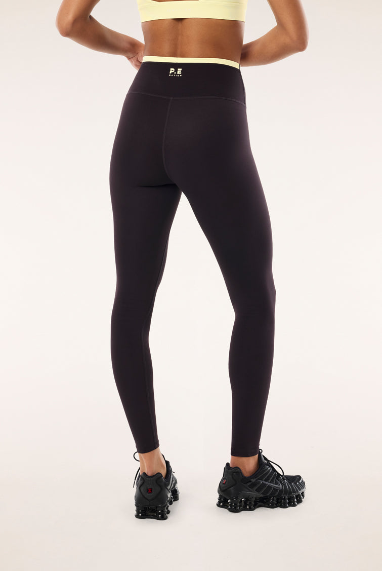P.E Nation - Vita Full Length Leggings (Black Bean/Soft Yellow) P.E Nation