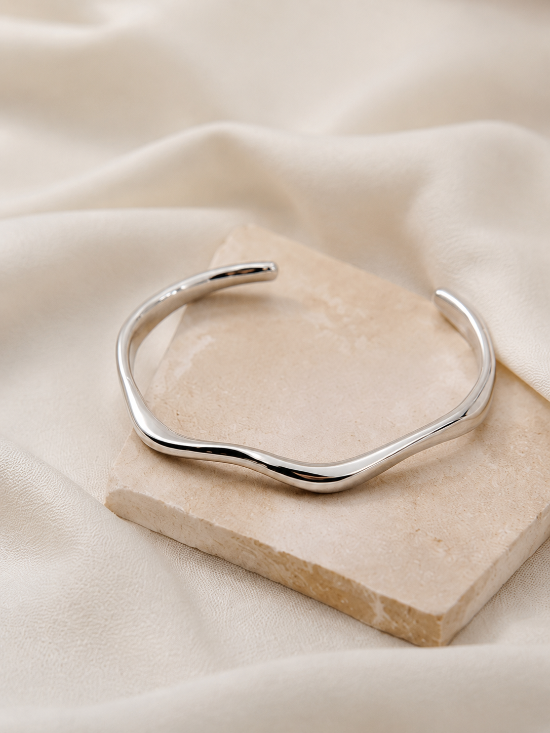 Wave Sterling Silver Plated Bangle Dear Blackbird Boutique