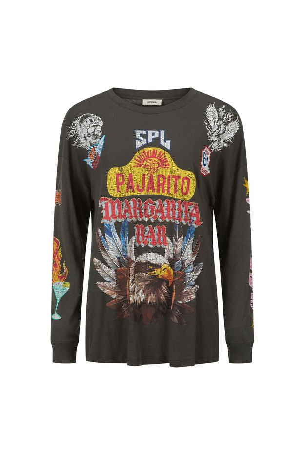 Spell - Pajarito Long Sleeve Tee (Charcoal Grey) Spell