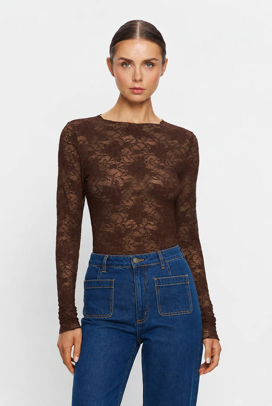 Kivari - Victoria Lace Top (Chocolate) Kivari